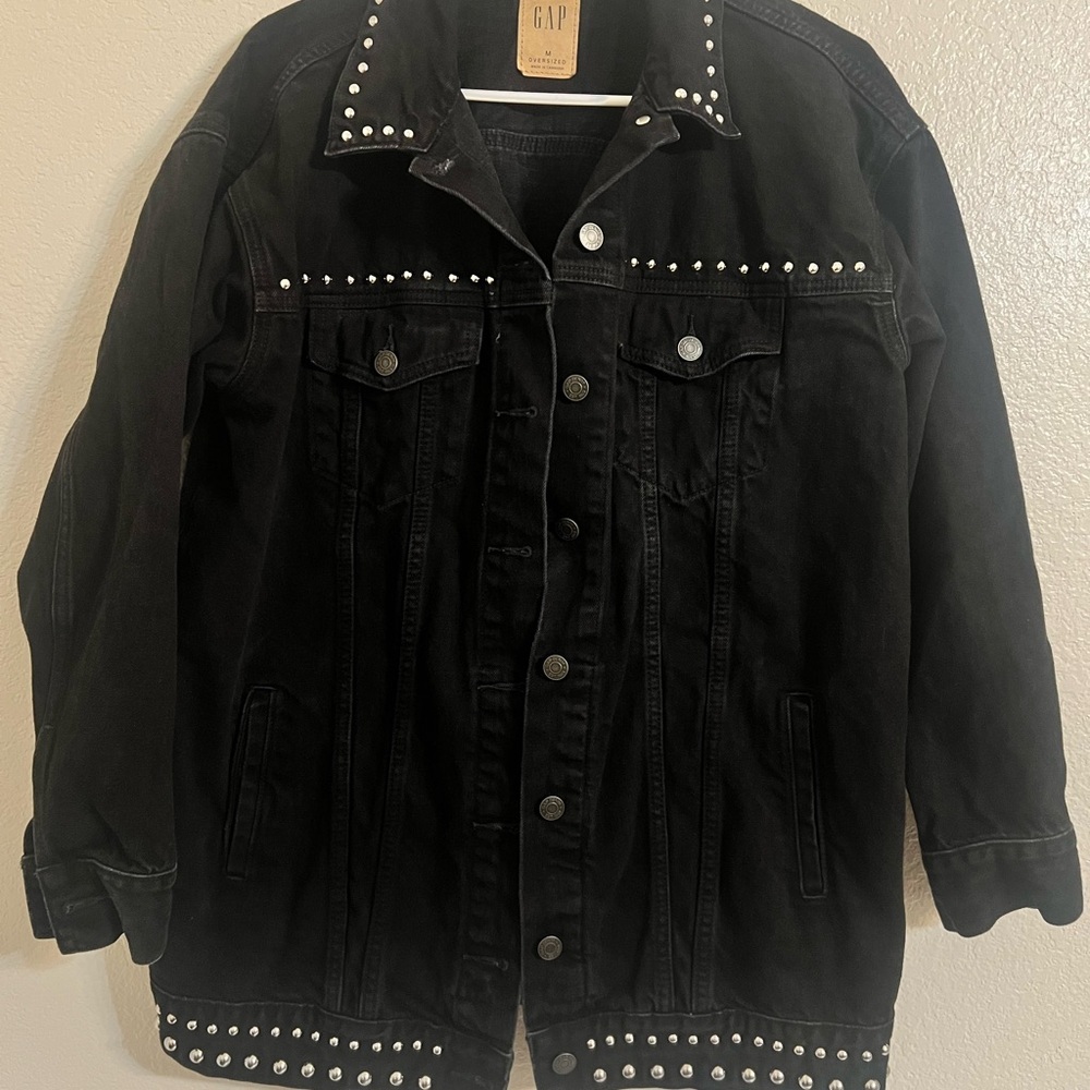 Gap Studded oversized icon Black
Denim Jacket new moto medium jean punk biker - Picture 4 of 14